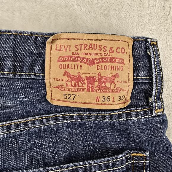 Levis 527 Jeans Mens 36x30 Blue Boot Cut Denim Western Cowboy Rodeo Cotton - Picture 9 of 14